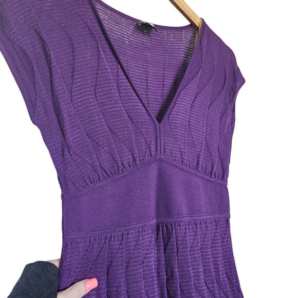 M Missoni Knit Crochet Fit & Flare Dress Purple IT Size 38 / US Size 2 - Picture 2 of 9